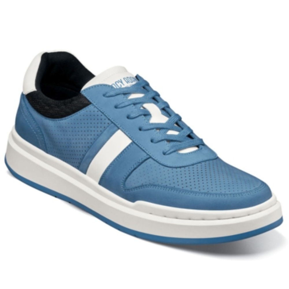 Stacy Adams Men's French Blue Suede Upper Sneakers With White Stripe Size:10